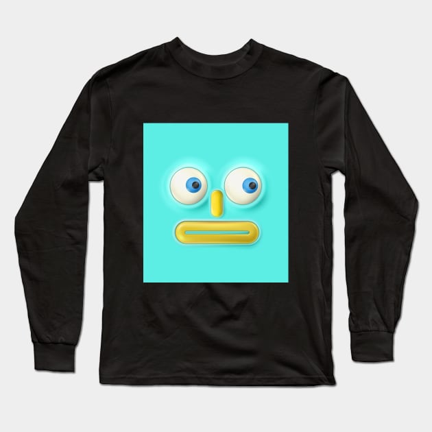 Displeased emoticon on a turquoise background. Long Sleeve T-Shirt by RulizGi